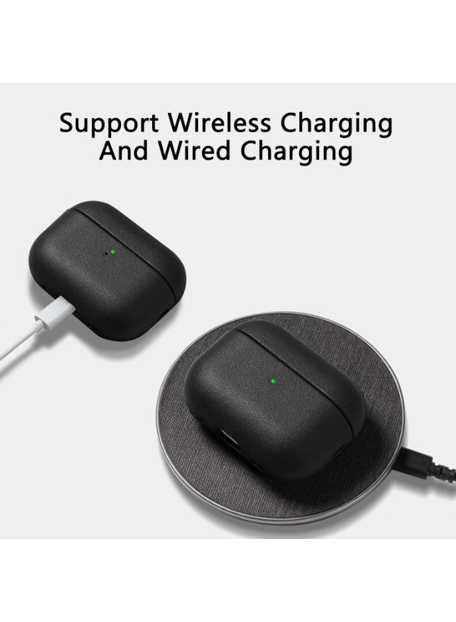 جراب AirPods Pro 3: جراب AirPods Pro من الجيل الثالث مصنوع من جلد البولي يوريثان الناعم مع حبل تعليق - غطاء TPU واقٍ مقاوم للصدمات لسماعات Apple AirPods Pro 3 (أسود) - Image 4